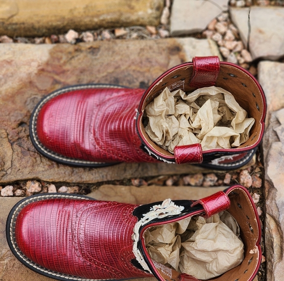ARIAT Gembaby Boots Red Ruby Pearlized Lizard - Women's Size 10 Cowgirl Boots - Picture 6 of 11